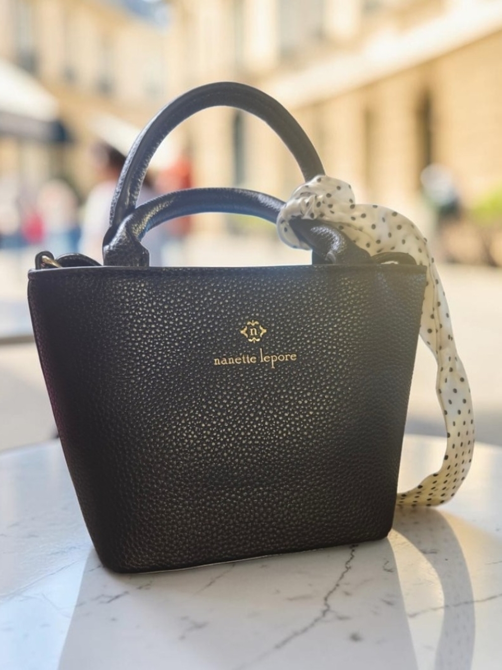 Nanette Lepore Black Pebbled Leather Satchel NWOT
